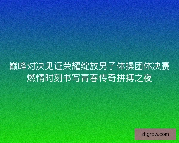 巅峰对决见证荣耀绽放男子体操团体决赛燃情时刻书写青春传奇拼搏之夜
