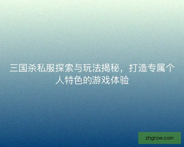 三国杀私服探索与玩法揭秘，打造专属个人特色的游戏体验